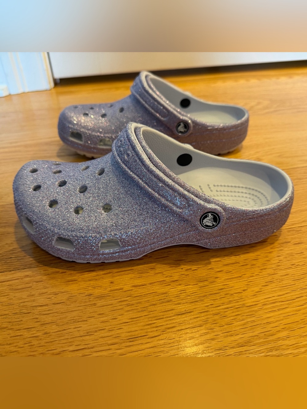 CROCS Kids Glitter Clogs in Sparkling Lavender